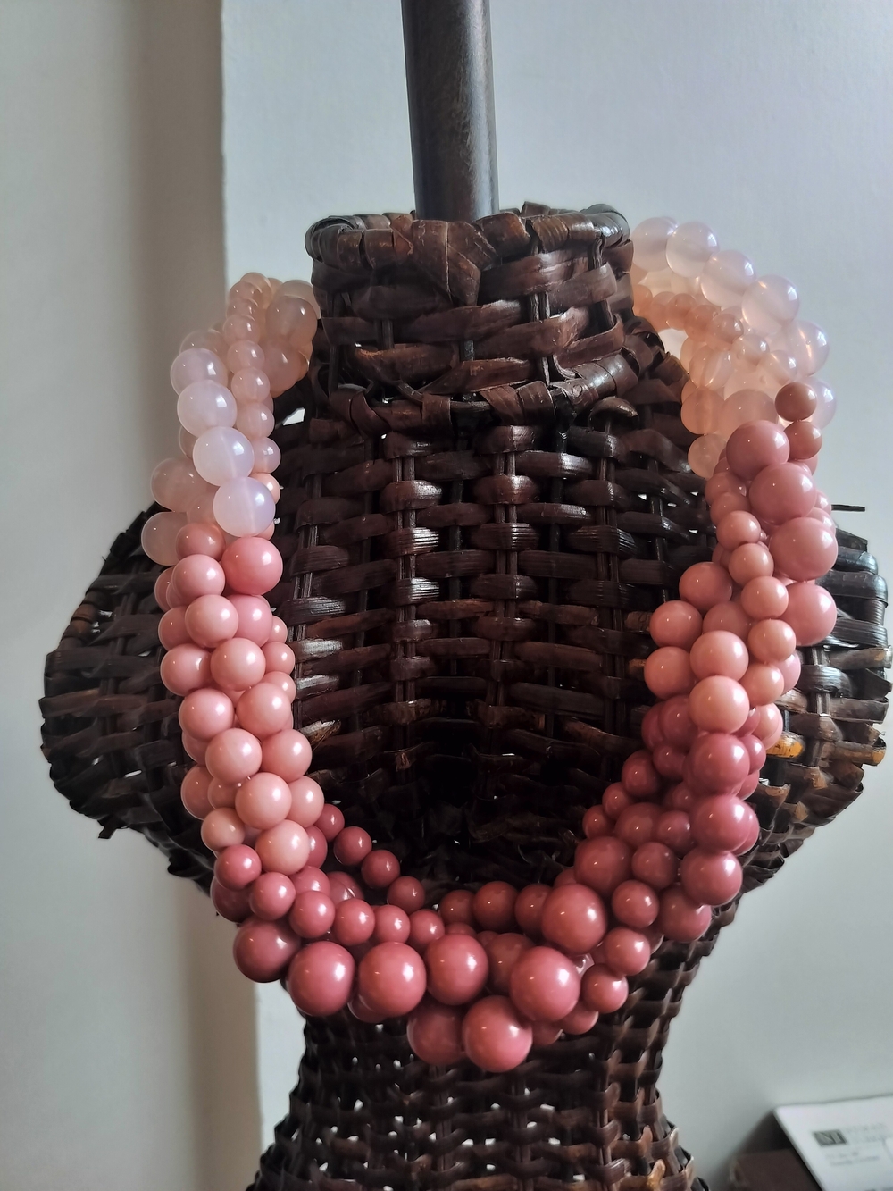 Multi-Strand Pink Bead Statement Necklace